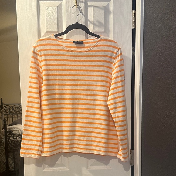 Saint James L’Atellier Orange and White Striped Top - Picture 1 of 8